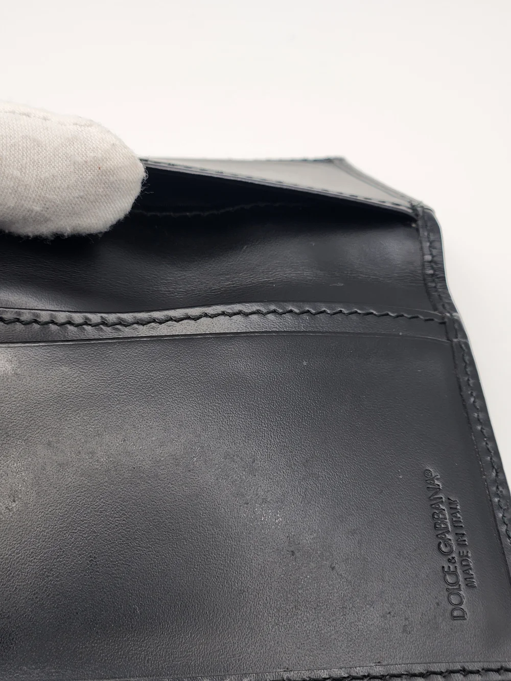 Dolce & Gabbana Black Leather Bifold Card Holder Wallet